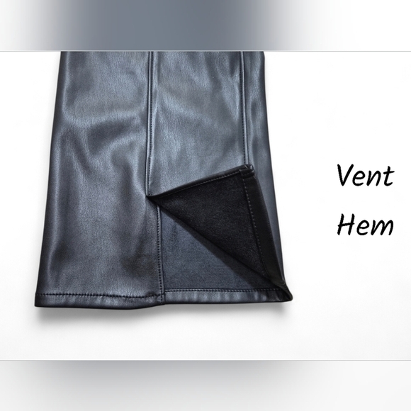 High Rise Faux Leather Bootcut Pants 31 Vent Slit Hem Modern Chic Night Out - Picture 11 of 16
